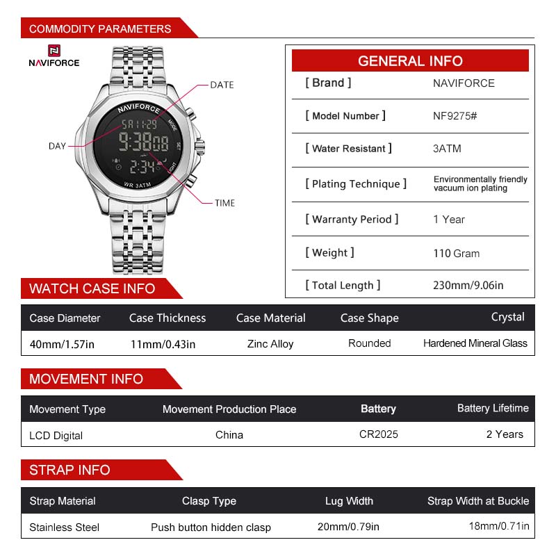 Naviforce NF9275 Men's Quartz Silver Stainless Steel Watch | Price in Kenya - Image 4