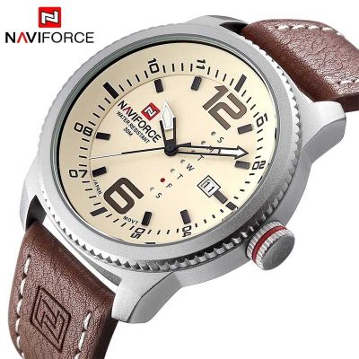 Naviforce mens watch NF9056 brown leather strap price in Kenya-001