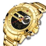 Naviforce mens watch NF9163 gold stainless steel millitary sport-003