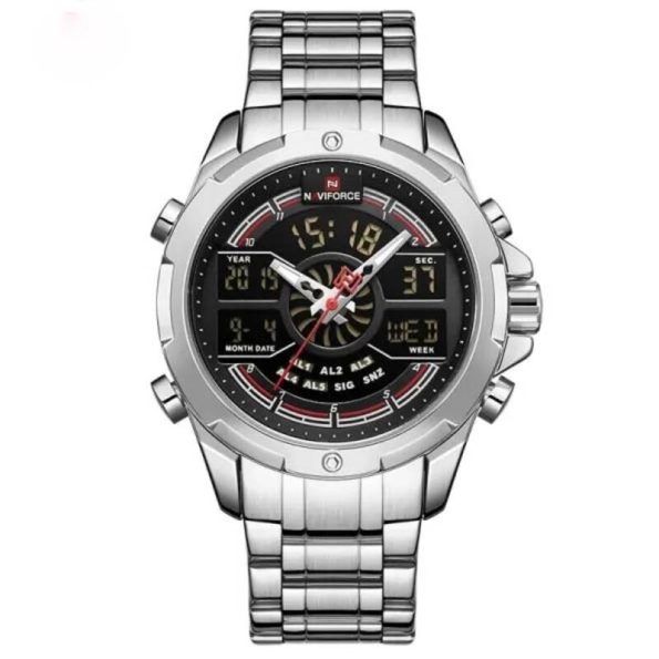 Naviforce mens watch NF9170 silver stainless steel dual display in Kenya