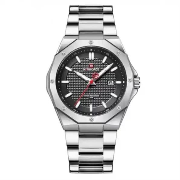 Naviforce mens watch NF9200S silver polygon stainless steel