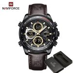 Naviforce Mens Watch NF9197 dark Leather Strap Millitary Sport price in Kenya-001