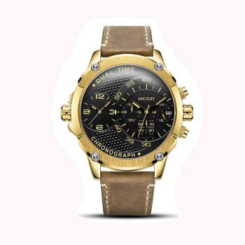 MEGIR 2093 New Design Waterproof Quartz Dual Time Zone Men Wristwatch