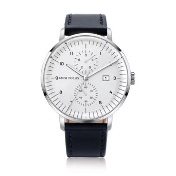 Mini Focus 0052 Men Leather Quartz Business Wristwatch