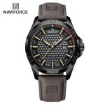 Naviforce mens watch NF8023 beige strap leather - 002