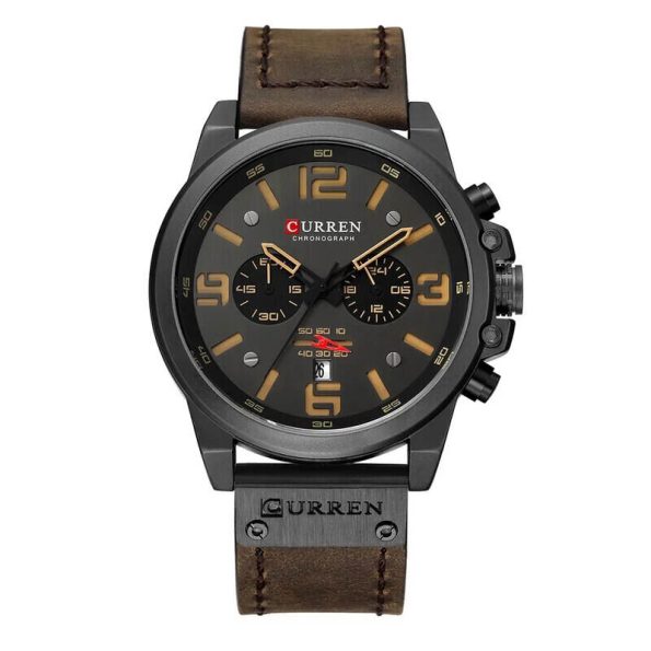 Curren 8314 Leather Watch (Black dial)