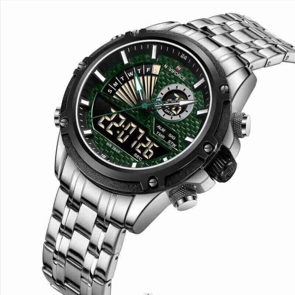 Naviforce mens watch NF9205 Green Dial Digital LCD Luxury - Image 2