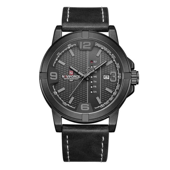 Naviforce Mens Watch NF9177 Black Strap Leather Fashion