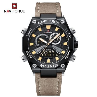 Naviforce Mens Watch NF9220 brown strap price in Kenya Dual Display-002