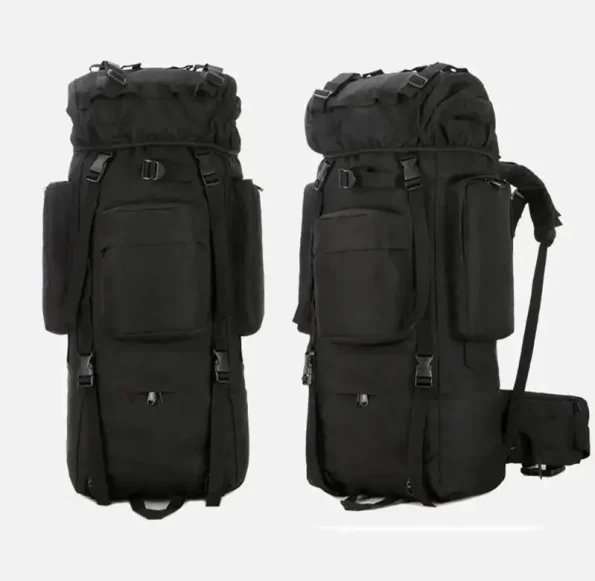 70L Large Backpack Outdoor Waterproof Sports Bag -Black