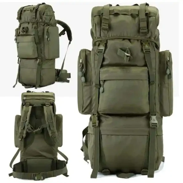 70L Large Backpack Outdoor Waterproof Sports Bag- Green