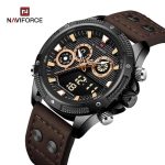 Naviforce Mens Watch NF9224 Brand Digital Brown Strap -001