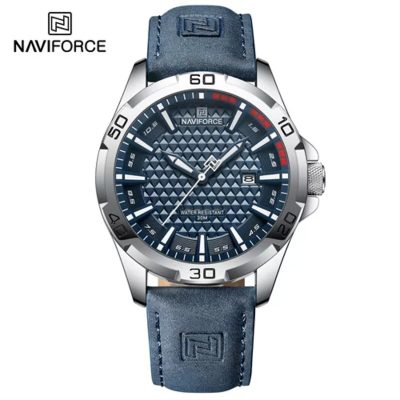 Naviforce mens watch NF8023 blue strap leather fashion sports-003