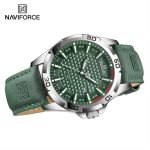 Naviforce mens watch NF8023 green strap leather fashion sports-003