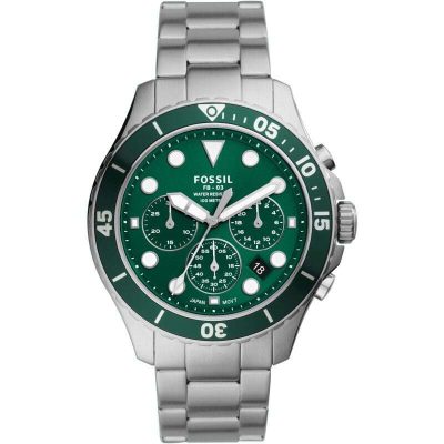 Fossil Men's FS5726 Fb-03 46mm Green Dial Stainless Steel Watch
