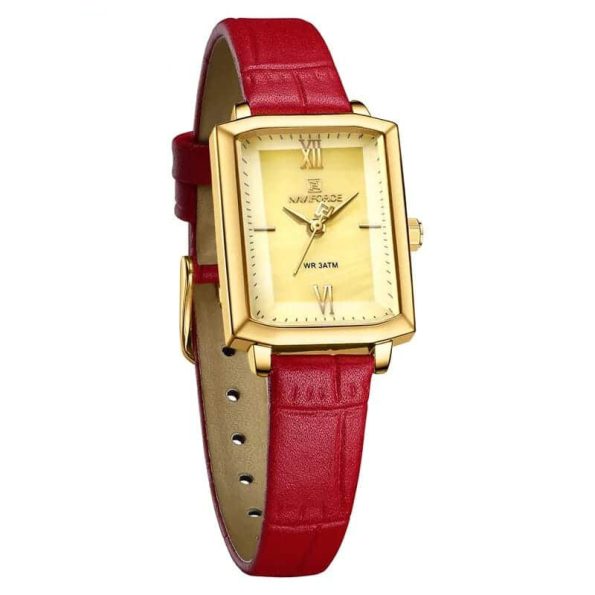 Naviforce womens watch NF5039 red leather strap Quartz 