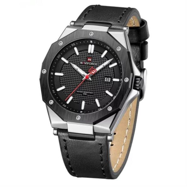 Naviforce mens watch NF9200L Black Polygon leather - Image 2