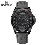 Naviforce mens NF8023 Grey Leather Watch