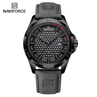 Naviforce mens NF8023 Grey Leather Watch