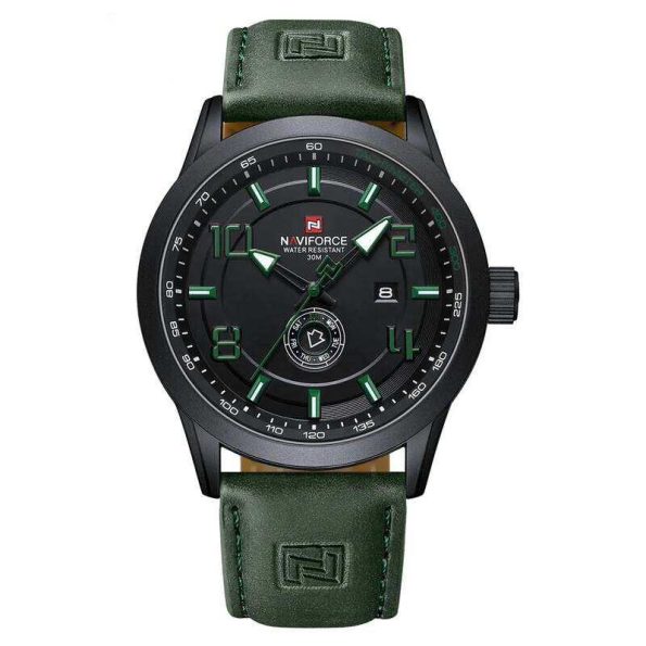 Naviforce NF9229:Green Leather Strap