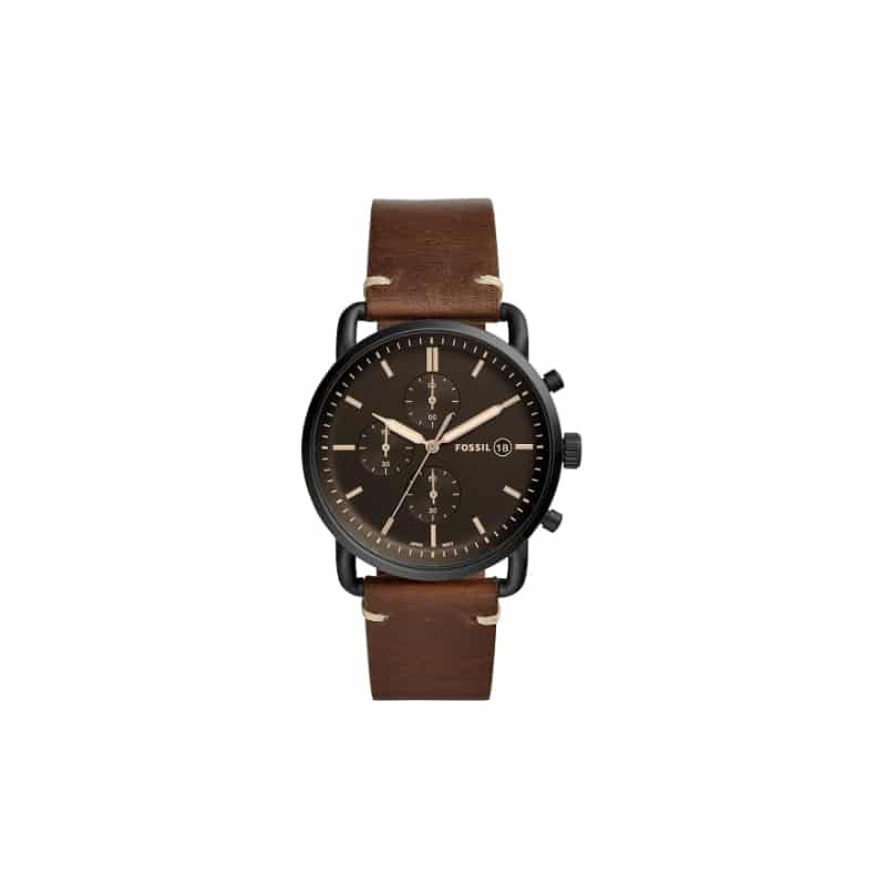 Fossil Mens Watch FS5403 Commuter Chronograph Brown Leather Elite Tech Base Watches in Nairobi