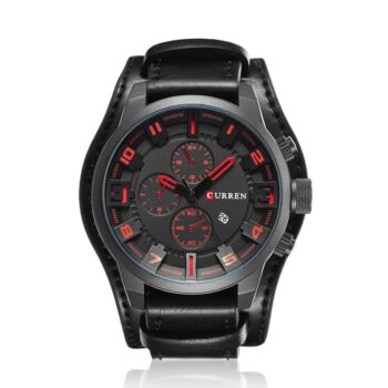 Curren 8225 Leather Quartz Black Business Watch For Men