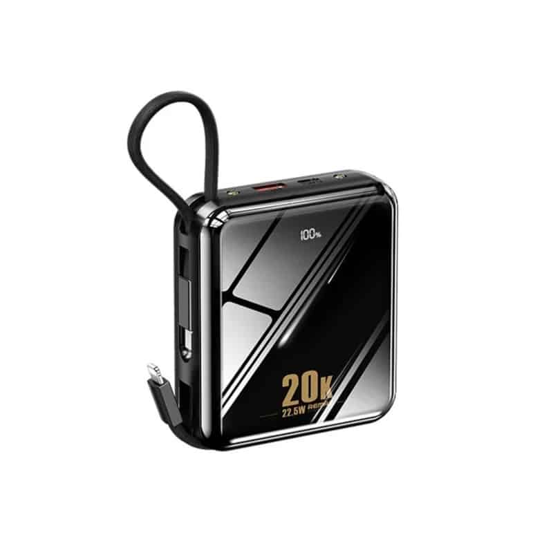 This is a black Remax RPP-51 portable charger with a capacity of 20