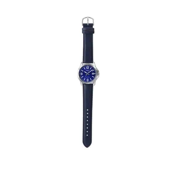 Casio MTP-V004L-2B Men's Blue Leather Band Blue Dial Analog Date Watch