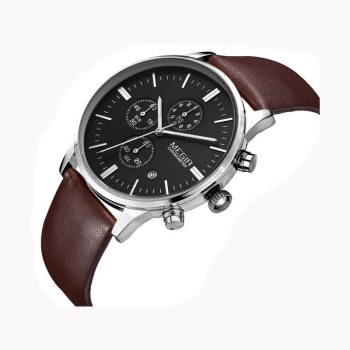 Megir 2011 Men Classic Chronograph Business Leather Strap Quartz Wristwatch