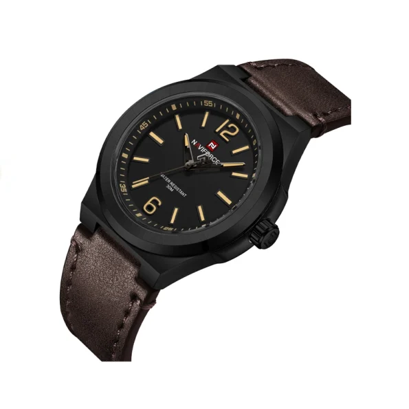 Naviforce NF9233; Brown Leather Strap Men's Watch - Image 2