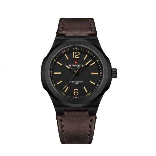 Naviforce NF9233; Brown Leather Strap Men's Watch