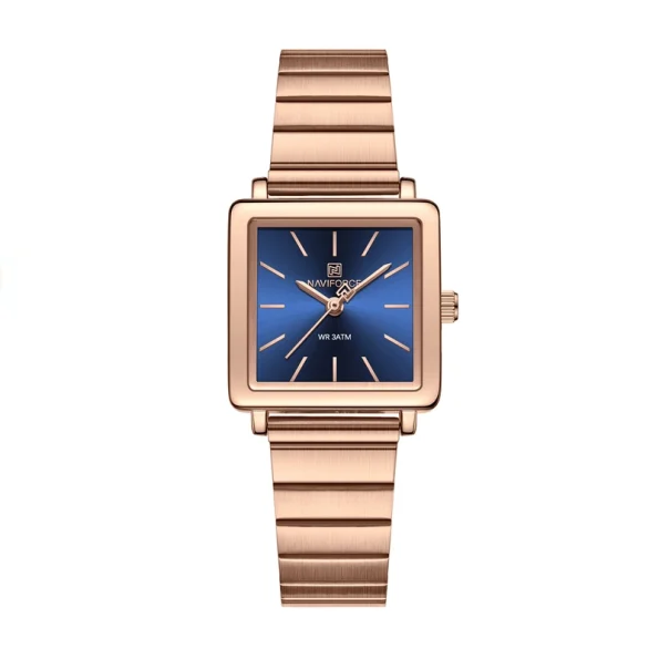 Naviforce NF5048; Rose Gold Sophisticated Ladies Watch(Blue Dial)