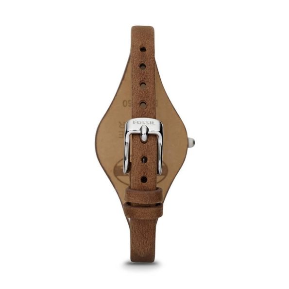 Fossil ES3060 – Women's Aesthetic Watch with Silver Dial and Brown Leather Strap - Image 3