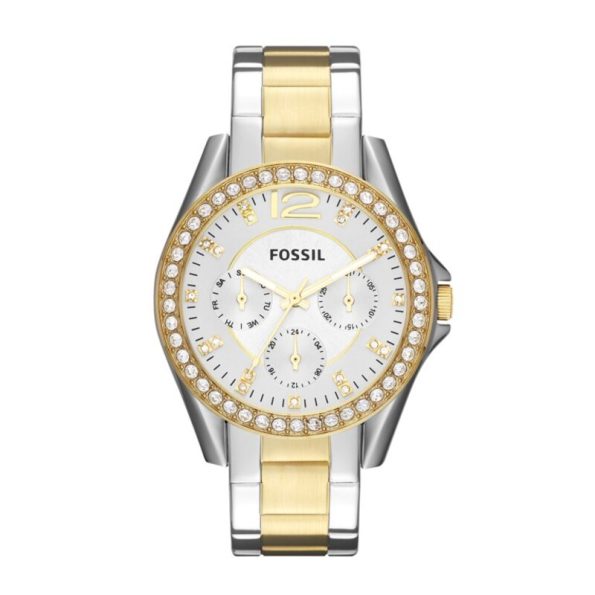 Fossil ES3204 – Women's Rose Gold Stainless Steel Watch with Silver Dial and Stainless Steel Strap