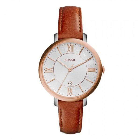 Fossil ES3842 – Women's Stainless Steel Watch with Silver Dial and Leather Strap