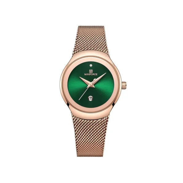 Naviforce NF5004 Rose Gold Green Dial Fashion Watch