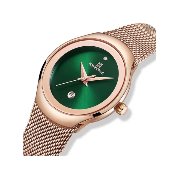 Naviforce NF5004 Rose Gold Green Dial Fashion Watch - Image 2