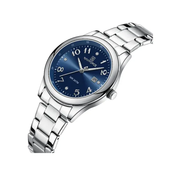 Naviforce NF5059 Mena's Stainless Steel Quartz Watch with Leather Strap and Date Function.