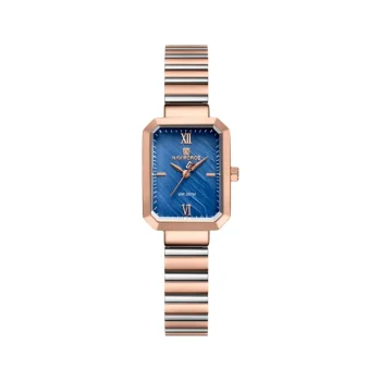 Naviforce NF5050 Women's Elegant Square Quartz Watch with Stainless Steel Strap, Scratch-Resistant Glass, and 3ATM Water Resistance.