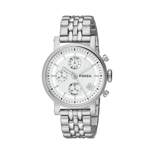 Fossil ES2198 Women's Original Boyfriend Chronograph Watch with Stainless Steel Case and Bracelet.