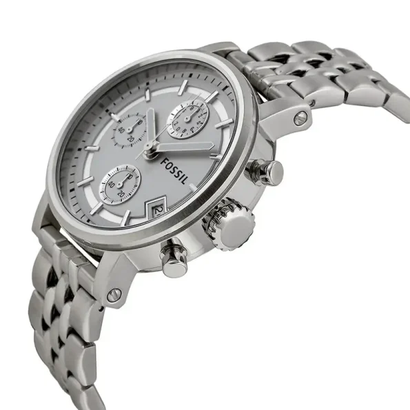 Fossil ES2198 Women's Original Boyfriend Chronograph Watch with Stainless Steel Case and Bracelet.