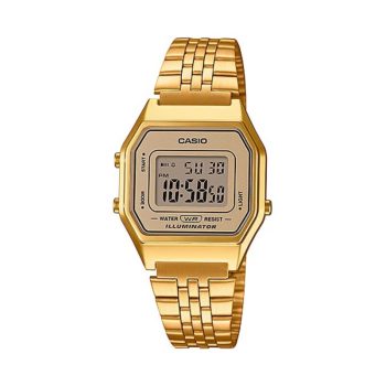 Casio LA680WGA-9D Women's Gold Digital Watch with a Vintage-Inspired Stainless Steel Band.