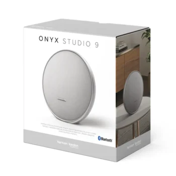 Studio Onyx 9 wireless Bluetooth speaker with a sleek black design and premium audio build.