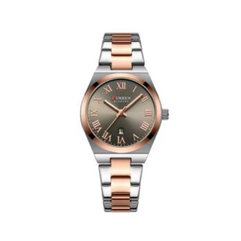 CURREN 9095 men’s watch with black dial and silver stainless steel strap.