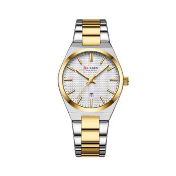 CURREN 8439 analog men's watch with black leather strap and modern minimalist dial.