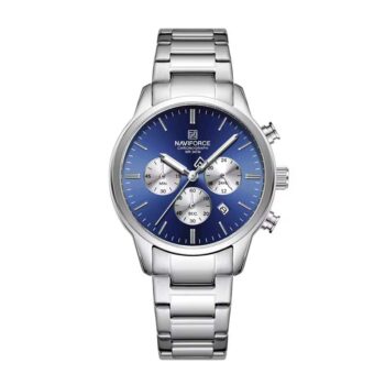NAVIFORCE NF8076 men’s chronograph watch with stainless-steel bracelet and date display