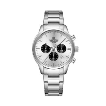 NAVIFORCE NF8076 men’s chronograph watch with stainless-steel bracelet and date display