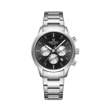 NAVIFORCE NF8076 men’s chronograph watch with stainless-steel bracelet and date display