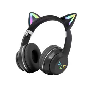 LED cat-ear wireless headphones with padded ear cups and illuminated ears.