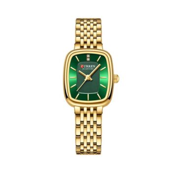 Curren 9093 women’s square stainless-steel analog wristwatch.